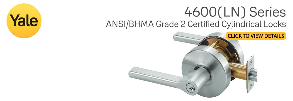 Yale logo, 4600(LN) Series, ANSI/BHMA Grade 2 Certified Cylindrical Locks, click to view details