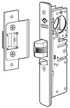 Standard Deadlatch with Flat Face Plate and Strike, 4510-35-201 628 MC, LH and 4510-36-201 628 MC, RH